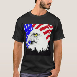 ハゲ鷲とアメリカ国旗 Tシャツ