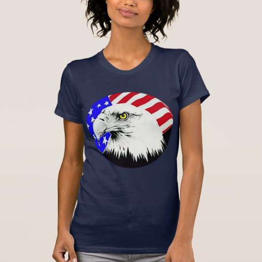 ハゲ鷲とアメリカ国旗 Tシャツ (正面)