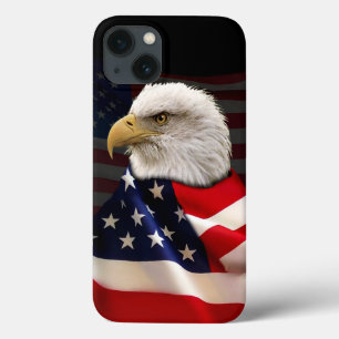ハゲ・イーグルおよび愛国者米国国旗 iPhone 13ケース