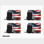 ハゲ・イーグルが旗を飛ばすメモリアルデー 長方形シール (シート)