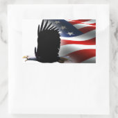 ハゲ・イーグルが旗を飛ばすメモリアルデー 長方形シール (バッグ)