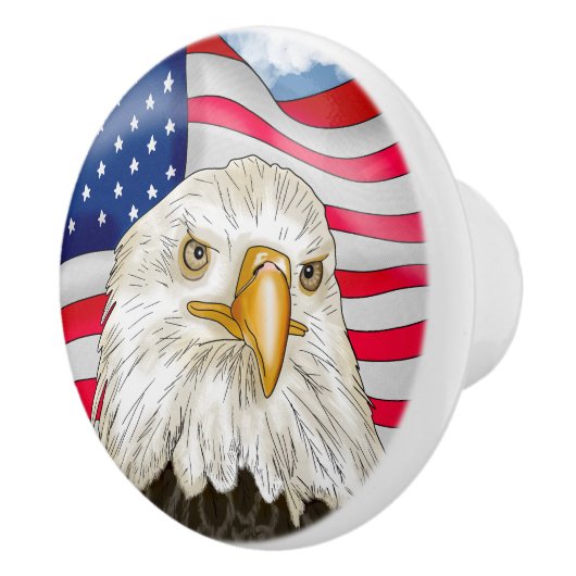 ハゲ・イーグルとアメリカ国旗の愛国芸術 セラミックノブ (右)