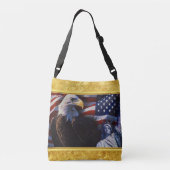 ハゲ・イーグルとアメリカ国旗 クロスボディバッグ (裏面)