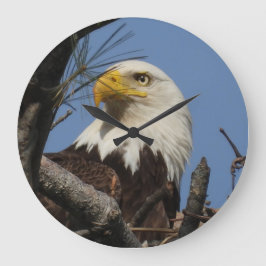 ハゲ・イーグルのクローズアップ・ヘッドショット ラージ壁時計