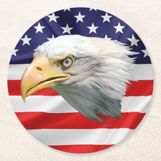 ハゲ・イーグルの上品な愛国的な贈り物 ラウンドペーパーコースター (正面)