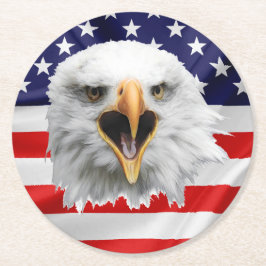ハゲ・イーグルの愛国からの贈り物 ラウンドペーパーコースター