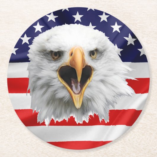ハゲ・イーグルの愛国からの贈り物 ラウンドペーパーコースター (正面)