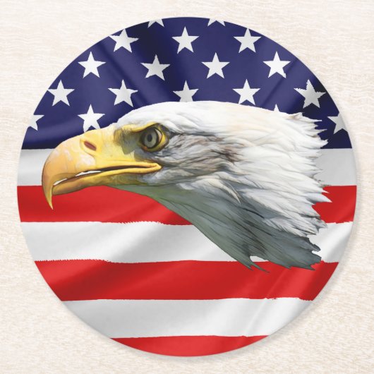 ハゲ・イーグルの素晴らしい愛国的贈り物 ラウンドペーパーコースター (正面)