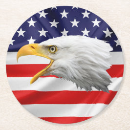 ハゲ・イーグルの豪華な愛国心の贈り物 ラウンドペーパーコースター