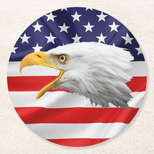 ハゲ・イーグルの豪華な愛国心の贈り物 ラウンドペーパーコースター (正面)