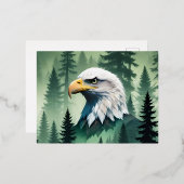ハゲ・イーグル野生動物自然環境芸術 箔シーズンポストカード (正面/裏面)