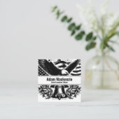 ハゲ・イーグル・アメリカ国旗の愛国的な名刺 スクエア名刺 (スタンド正面)