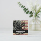 ハゲ・イーグル・アメリカ国旗の愛国的な名刺 スクエア名刺 (スタンド正面)