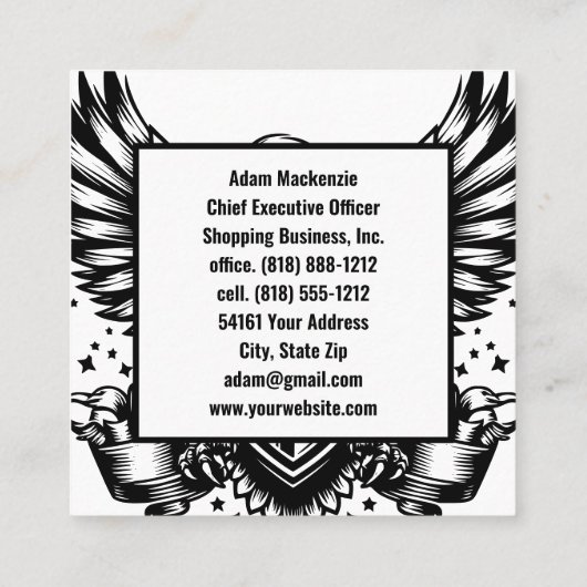 ハゲ・イーグル・アメリカ国旗の愛国的な名刺 スクエア名刺 (裏面)