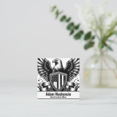 ハゲ・イーグル・アメリカ国旗の愛国的な名刺 スクエア名刺 (スタンド正面)