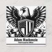 ハゲ・イーグル・アメリカ国旗の愛国的な名刺 スクエア名刺 (正面)