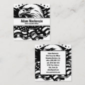 ハゲ・イーグル・アメリカ国旗の愛国的な名刺 スクエア名刺 (正面/裏面)