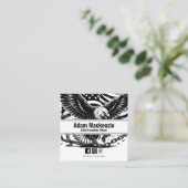 ハゲ・イーグル・アメリカ国旗の愛国的な名刺 スクエア名刺 (スタンド正面)