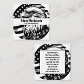 ハゲ・イーグル・アメリカ国旗の愛国的な名刺 スクエア名刺 (正面/裏面)