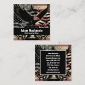 ハゲ・イーグル・アメリカ国旗の愛国的な名刺 スクエア名刺 (正面/裏面)