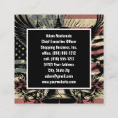 ハゲ・イーグル・アメリカ国旗の愛国的な名刺 スクエア名刺 (裏面)