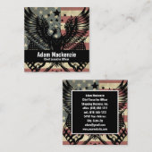 ハゲ・イーグル・アメリカ国旗の愛国的な名刺 スクエア名刺 (正面/裏面)