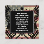 ハゲ・イーグル・アメリカ国旗の愛国的な名刺 スクエア名刺 (裏面)