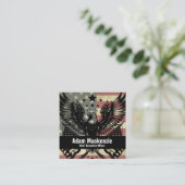 ハゲ・イーグル・アメリカ国旗の愛国的な名刺 スクエア名刺 (スタンド正面)