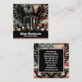 ハゲ・イーグル・アメリカ国旗の愛国的な名刺 スクエア名刺 (正面/裏面)