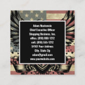 ハゲ・イーグル・アメリカ国旗の愛国的な名刺 スクエア名刺 (裏面)