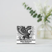 ハゲ・イーグル・アメリカ国旗の愛国的な名刺 スクエア名刺 (スタンド正面)