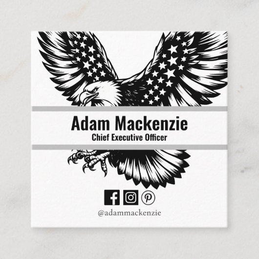 ハゲ・イーグル・アメリカ国旗の愛国的な名刺 スクエア名刺 (正面)