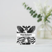 ハゲ・イーグル・アメリカ国旗の愛国的な名刺 スクエア名刺 (スタンド正面)