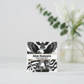 ハゲ・イーグル・アメリカ国旗の愛国的な名刺 スクエア名刺 (スタンド正面)