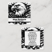 ハゲ・イーグル・アメリカ国旗の愛国的な名刺 スクエア名刺 (正面/裏面)