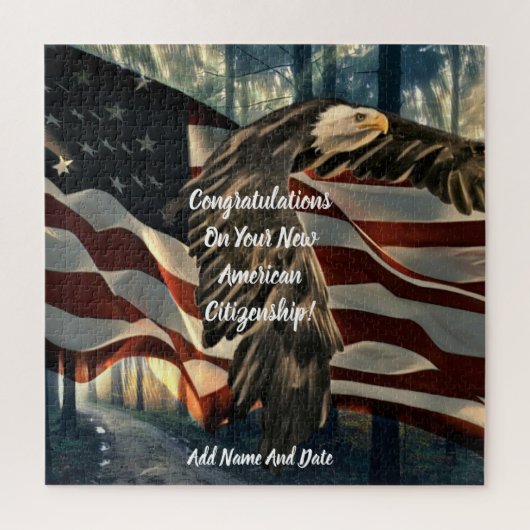 ハゲ・イーグル・アメリカ国旗の新市民権 ジグソーパズル (縦)
