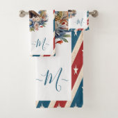 ハゲ・イーグル・アメリカ国旗の星とストライプモノグラム バスタオルセット (インサイチュ)