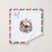 ハゲ・イーグル・アメリカ国旗の星とストライプモノグラム バスタオルセット (ウォッシュタオル)