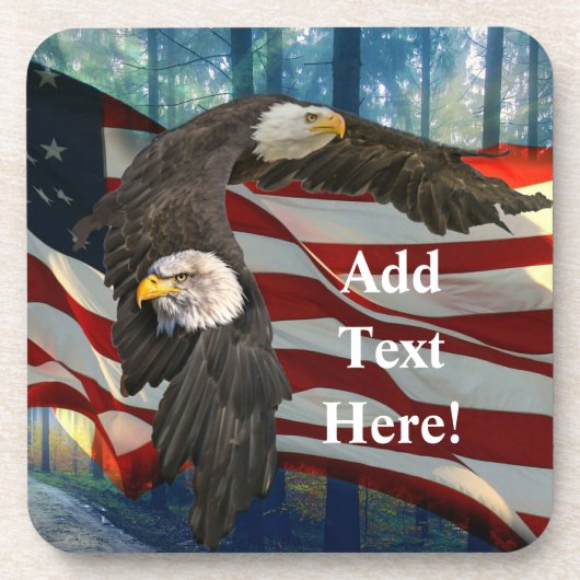 ハゲ・イーグル・アメリカ国旗 コースター (正面)