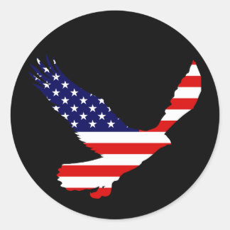 ハゲ・イーグル・アメリカ国旗 ラウンドシール