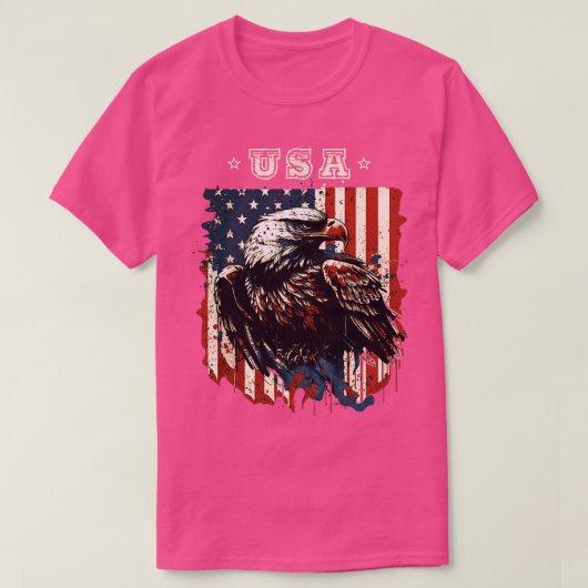 ハゲ・イーグル・アメリカ国旗 Tシャツ (デザイン正面)