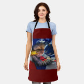 ハゲ・イーグル・ウルフ・アメリカ国旗 エプロン (着用した状態)