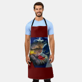 ハゲ・イーグル・ウルフ・アメリカ国旗 エプロン (着用した状態)