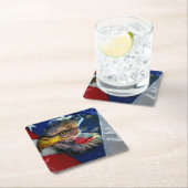 ハゲ・イーグル・ウルフ・アメリカ国旗 スクエアペーパーコースター (インサイチュ)