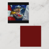 ハゲ・イーグル・ウルフ・アメリカ国旗 スクエア名刺 (正面/裏面)
