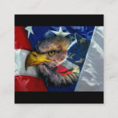 ハゲ・イーグル・ウルフ・アメリカ国旗 スクエア名刺 (正面)