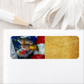 ハゲ・イーグル・ウルフ・アメリカ国旗 ラベル (インサイチュ)