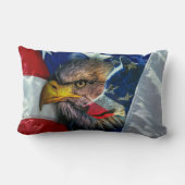 ハゲ・イーグル・ウルフ・アメリカ国旗 ランバークッション (裏面)