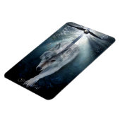 ハゲ・イーグル&グレー・ウルフ野生動物芸術プレミアムマグネット マグネット (左側)