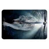 ハゲ・イーグル&グレー・ウルフ野生動物芸術プレミアムマグネット マグネット (横)